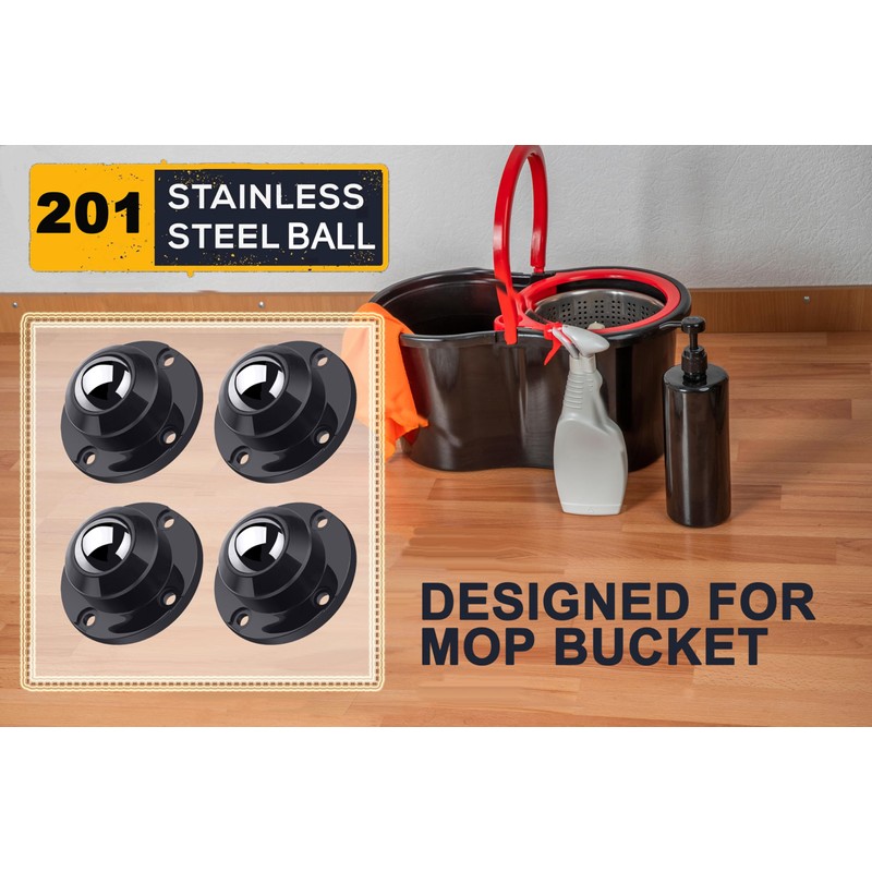 PlusRoc 8 Pack Anti-Rust Wheels Stainless Steel Self Adhesive Caster