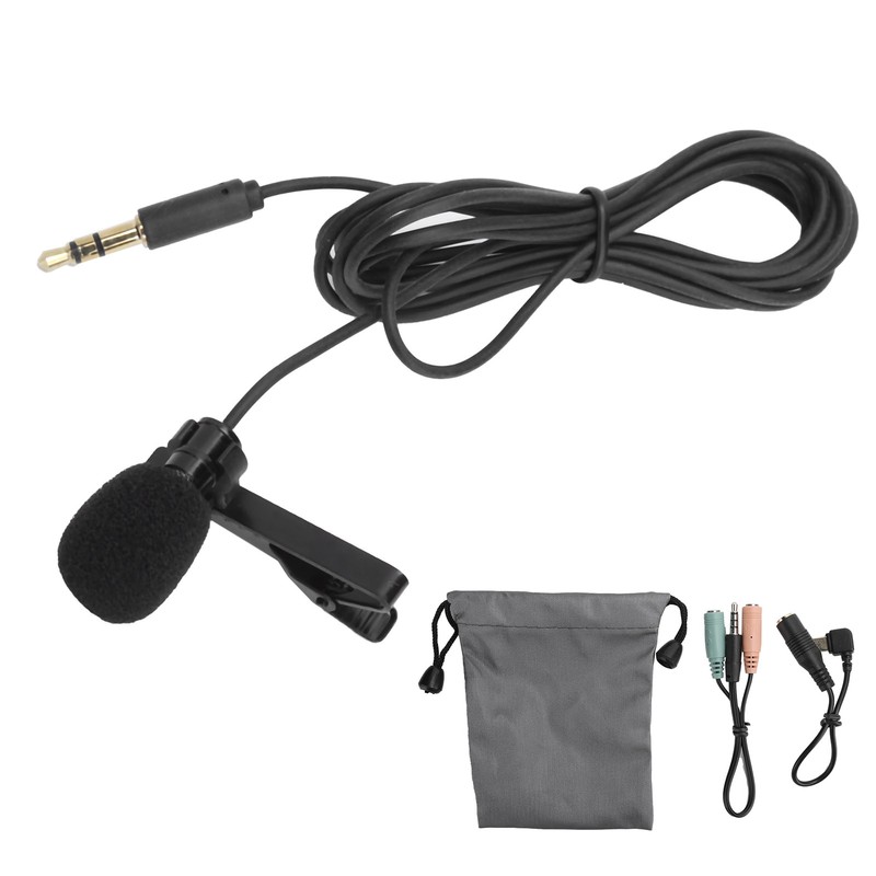 3.5mm Lavalier Lapel Microphone Clip on Hands Free Microphone for