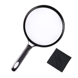 TSfactory Big Loupe Magnifying Glass Magnifier Experiment Reading Simple Handheld Magnifier (Outer Diameter 5.5 inches (140 mm), Black)