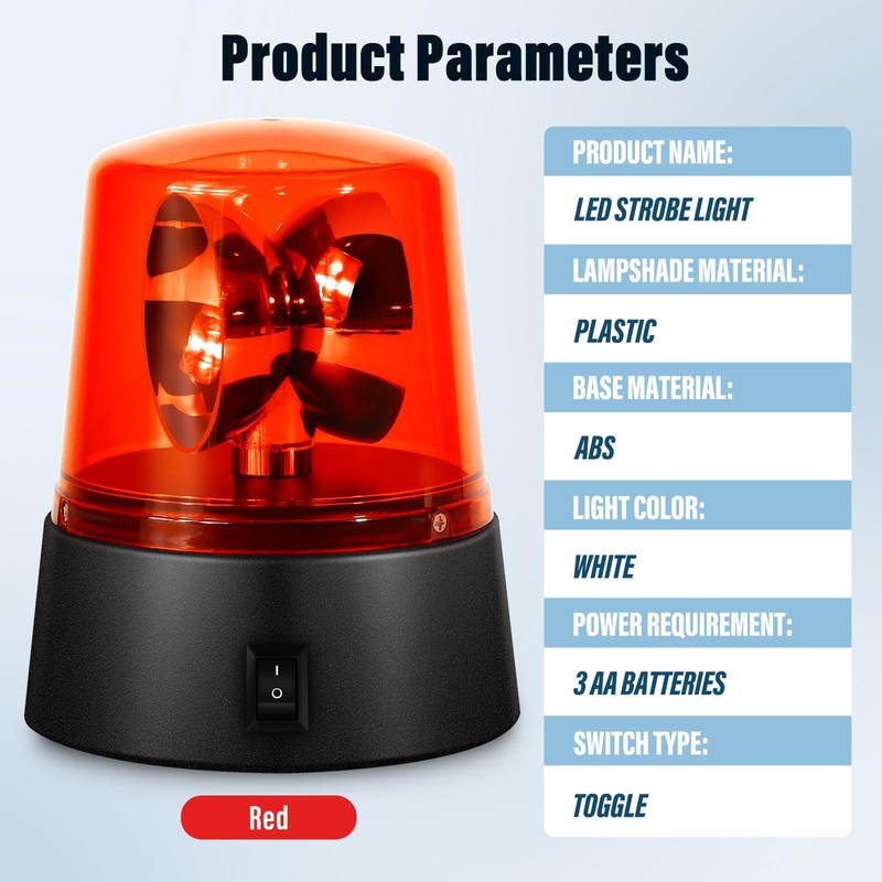 QCDENG 2PCS Red 360 Degree Rotating Strobe Light, Flashing Police