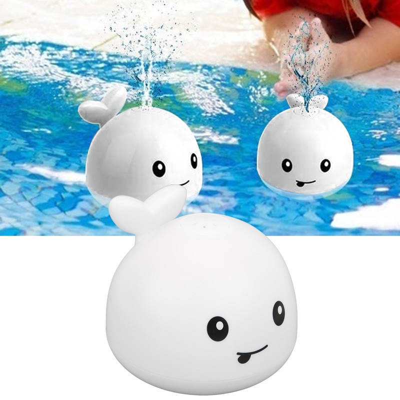 Whale Water Spray Toy White Induction Switch Floating Spraying Flashing