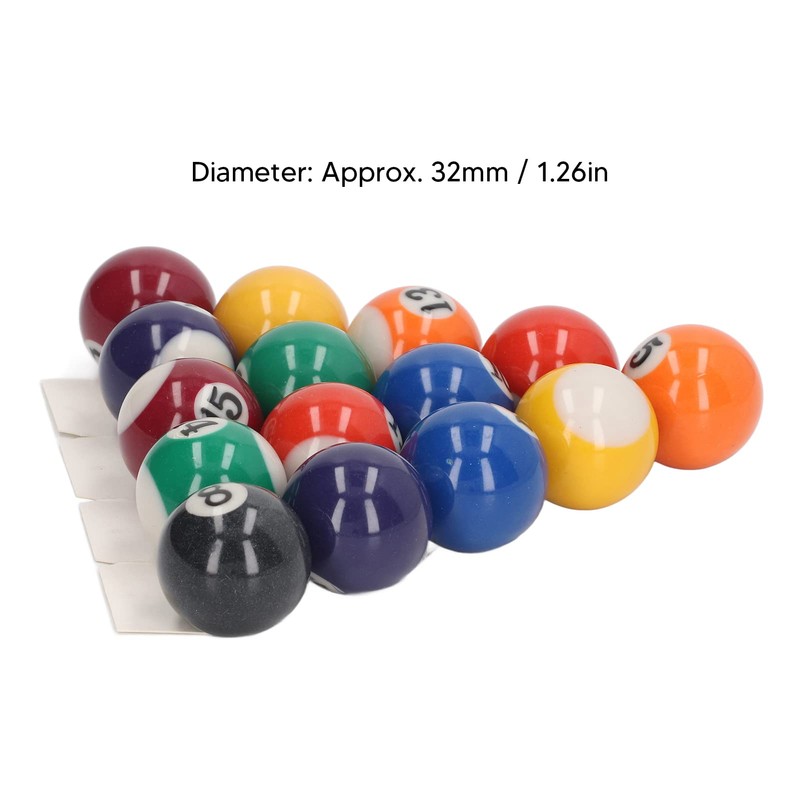 Mini Billiard Balls, 16 Pool Balls Set, 1-1/4" Pool Table