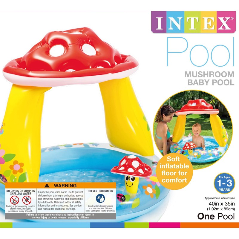 INTEX 57114EP Mushroom Baby Pool: Built-In Mushroom Shade – Soft
