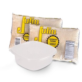 Farinha de Mandioca Julia Torrada 1 Kg [2 PACK] e Pote Pop Plasutil 1L | Julia Cassava Roasted Flour, 2.2 Lbs [2 PACK] Bundle with Food Container 33.8 Fl Oz, BPA-Free | Gluten-Free, Paleo, 100% Brazilian Yuca Root