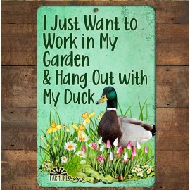 Duck Garden Sign, work in garden hang with ducks, plants gardening outdoor decor