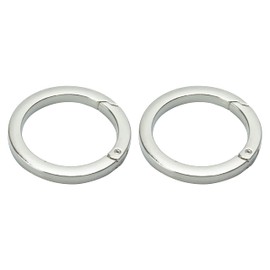 KOYOKOMA Round Carabiner Set of 2, 1.4 inches (35 mm), 1.7 inches (44 mm), Circle Carabiner, Keyring, Round Ring, Keychain, Bag, Charm, Outdoor Keys, Small Size x Large