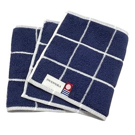 IMAMuRA Imabari Towel Half Handkerchief, 2-piece Set, Navy, Approximately 5.1 x 9.8 Inches (13 x 25 cm), Graph Check, Made in Japan, Absorbent