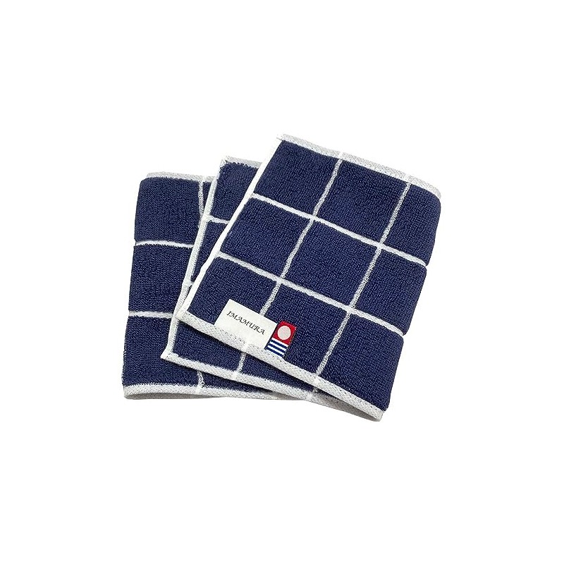 IMAMuRA Imabari Towel Half Handkerchief, 2-piece Set, Navy, Approximately 5.1