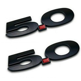 Pair Set 5.0 Liter Door Fender Emblem Badge Right Left Side Rear Trunk Plate Replacement for 2011-2014 Mustang GT (Matte Black Red)