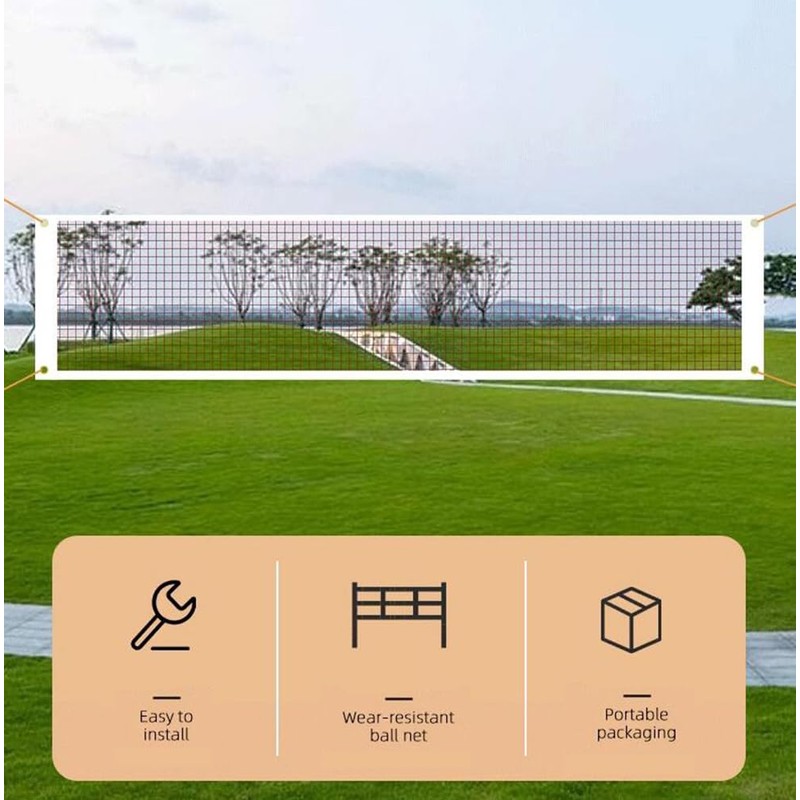 Green Badminton Net with Rope Cable Single-Edged Volleyball Net Outdoor