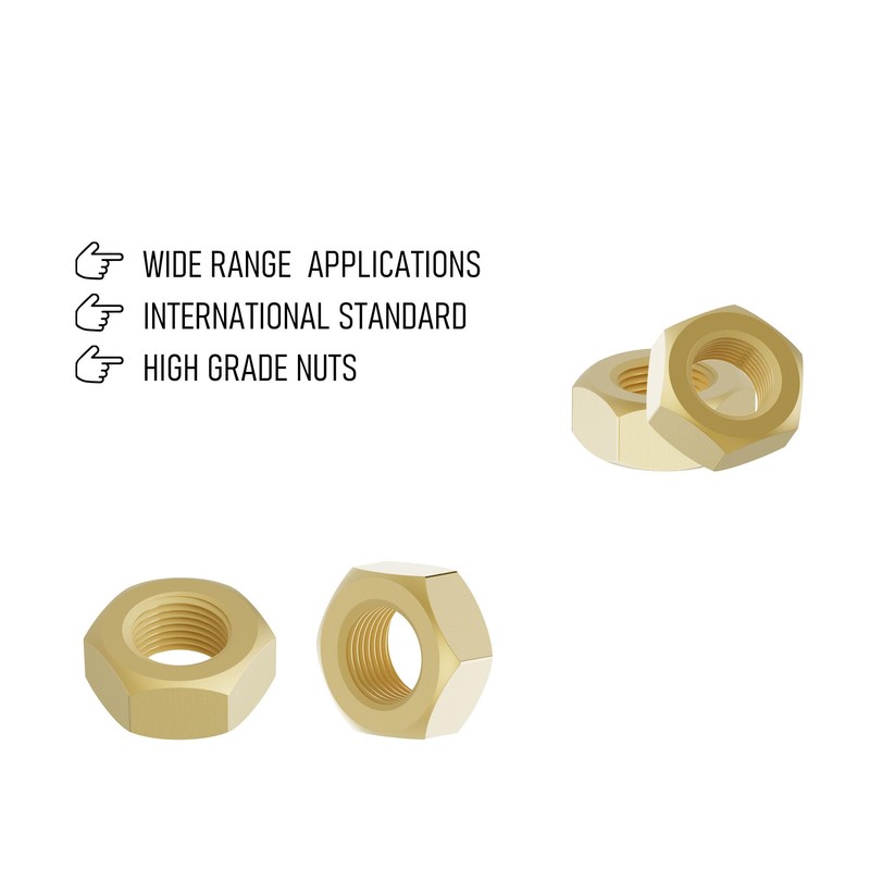 FOCMKEAS 20PCS M6-1 Brass Hex Nuts, Metric Coarse Thread Hexagon