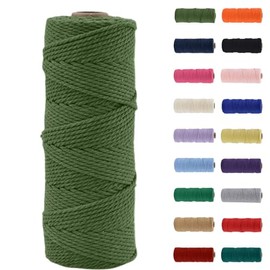 MORAINJAY 3mm Macrame Cord,100m Natural Cotton Macrame Rope,Avocado Green Macrame Cotton Cord Twine Rope Craft String Without Chemicals for DIY Crafts,Macrame Art,Gift Wrapping,Christmas Wedding Decor