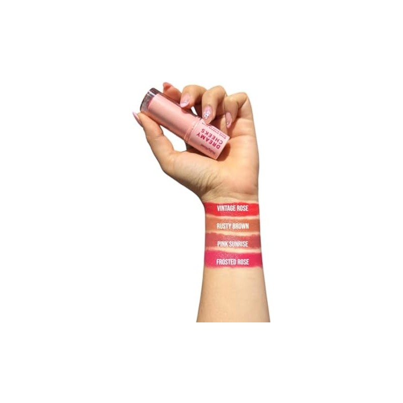 RUBY ROSE Dreamy Cheeks Cream Blush Stick, Alta Pigmentación, Acabado