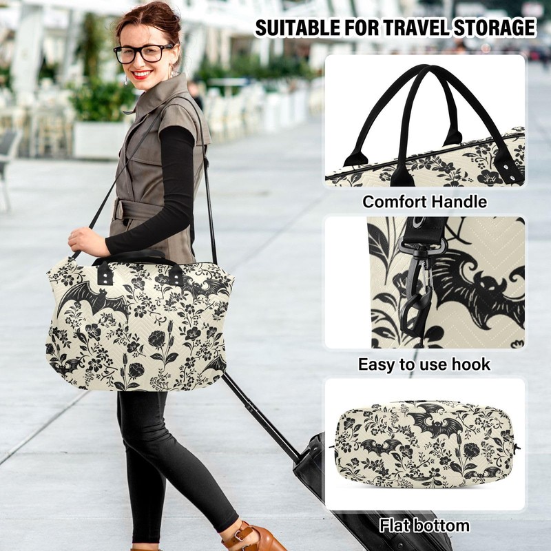 XUWU Goth Bat Quilted Travel Bags Weekender Duffle Bags