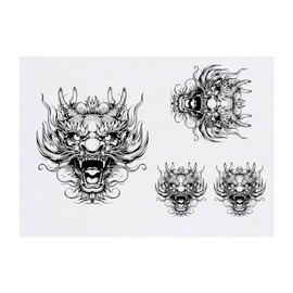 Azeeda 4 x 'Chinesischer Drachenkopf' Temporäre Tattoos - Wasserfest, Hautfreundlich & Ungiftig · Transfers in Verschiedenen Größen (TO00070862)