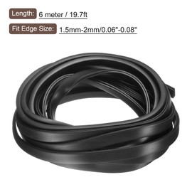 sourcing map sourcing map U Channel Edge Trim, 19.7ft Length Rubber Guard Seal Strip Edge Protector Flat Type Fit for 1.5-2mm Edge, (3/16" W x 7/16" H) Black