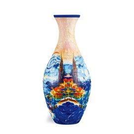 3D Puzzle Vase - Unique Flower Vase Crafted from 160 Curved Plastic Puzzle Pieces - Perfect Housewarming Gift for Flower Arrangements and Home Decoration (Starry Night 2)