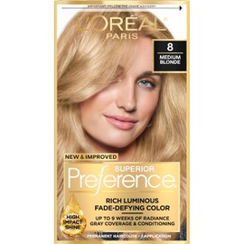 L'Oréal Paris Superior Preference Fade-Defying + Shine Permanent Hair Color, 8 Medium Blonde (1 Kit) Hair Dye