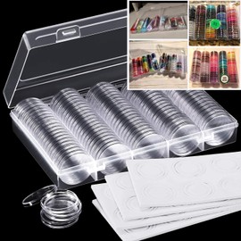 Kyrio 100PCS Coin Capsules Container Plastic Coin Holder Protect Gasket Coin Case with Storage Organizer Box for Coin Collection Supplies Fit 5 Sizes 17/20/25/27/30mm