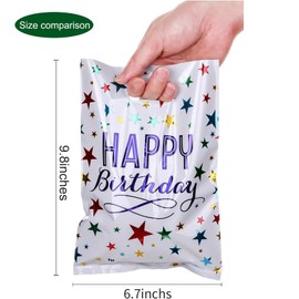 PintreeLand PintreeLand Medium(6.7 * 9.8inch) Happy Birthday Party Favor Bags 40 PCS Plastic Goodies Loot Bags Bulk for Kids Baby Girls & Boys Birthday Return Gift (B Style 40 Packs)