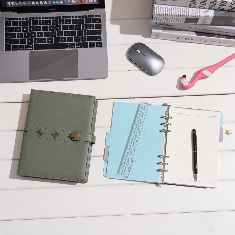 WASON A5 Journal Binder PU Leather Composition Notebook Ruled Spiral