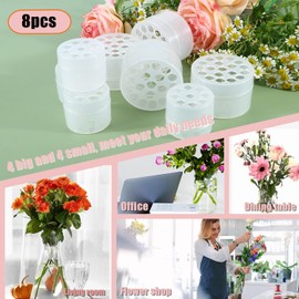 HO-SFSM 8 Pieces Transparent Spiral Handle Holder for Flowers, Spiral Ikebana Handle Holder, Hanataba Flower Holder for Flowers, DIY Flower Arrangement, Stem Holder