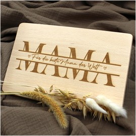 VmG-Store Breakfast Board 23.5 x 15 cm Chopping Board with Engraving as a Birthday Gift for Men Women Children Bread Board with Saying Wood Printed (01 Mama, Without Name of Choice)