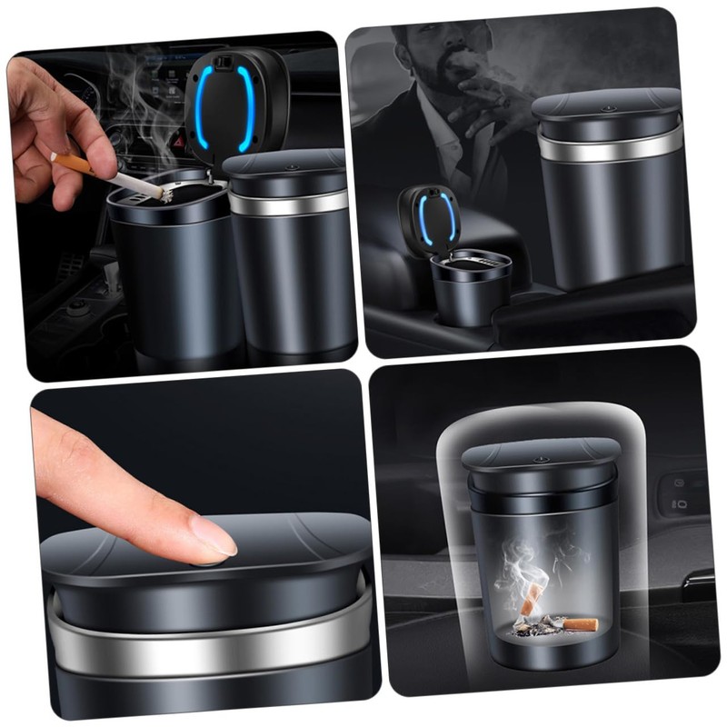 iplusmile 1pc Portable Ash Holder with Lid Led Light Design