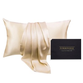 FORBDNSILK 100% Pure Mulberry Silk Pillowcase | Luxury 30 Momme 6a Grade for Ultimate Hair and Skin Care | Hidden Zipper | Mesh Bag Included | (Caramel, Queen (U.S. Standard))