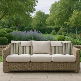 RSH DECOR: Sunbrella Square Throw Pillows Set of 4 | 17" x 17" | Water and Fade-Resistant Performance Fabric | Outdoor Pillow Covers with Down-Alternative Inserts | Brannon Whisper