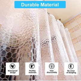 Shower Curtain Liner with 12 Plastic Hooks, 72x72 Inch Plastic Shower Curtain Liner for Shower Stall & Bathtubs, Bathroom Curtains Shower Curtain and Liner Set (Clear Cube)