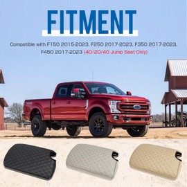 ZIBOPAR Center Console Cover Compatible with F150 2015-2023, F250 F350 F450 2017-2023 with 40/20/40 Jump Seat Interior Accessories Custom PU Leather Armrest Cover Protector (Jump Seat Only) Gray