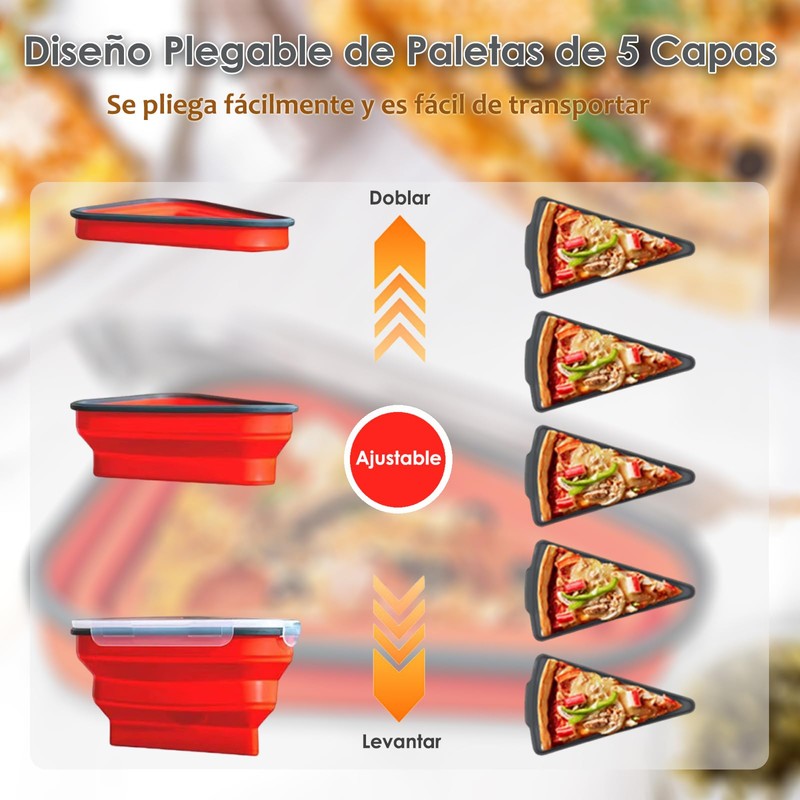 JESUS Caja de pizza de silicona triangular plegable con 5