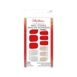 Sally Hansen Salon Effects Nail Strips | No UV Light Needed, No Dry Time, Long-Lasting, Non-Damaging | 32 Nail Strips, 1 Cuticle Stick, Nail File, Prep Pad | A-List Ruby