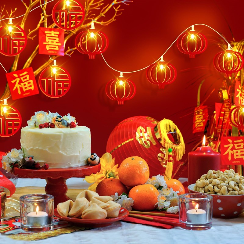 Blosssound 2 Pcs Chinese New Year LED String Light Decor