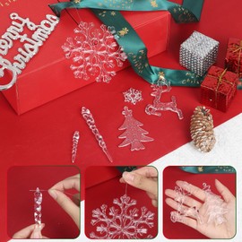 30 Pieces Acrylic Snowflakes Icicle Decoration Hanging Crystal Christmas Tree Pendant Drop Clear Ornament for Christmas Tree Decoration Winter New Year Decoration