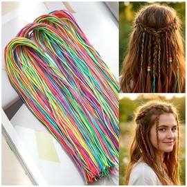 120pcs Hair Strings for Braids, Hair Wrap String, Rainbow Braiding Hair Rope for Girls DIY Braids Ponytail Styling