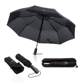Umbrella pocket umbrella from Von Heesen, stormproof up to 140 km/h, incl. Umbrella Bag & Travel Case - Open-Close, Small, Lightweight & Compact, Teflon Coating, Windproof, Stable Von Heesen Regenschirm Schwarz Black