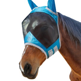 Harrison Howard CareMaster Pro Luminous Fine Mesh UV-proof Fleece Padding Fly Mask Half Face Voodoo Blue (L; Full Size)