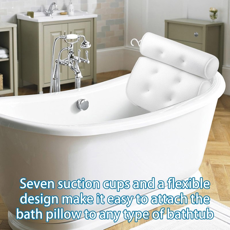 Bath Pillows for Head and Neck, Waterproof Bath Cushion with