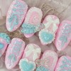 Mass-produced landmine strawberry cream handmade nail tip - Almond M