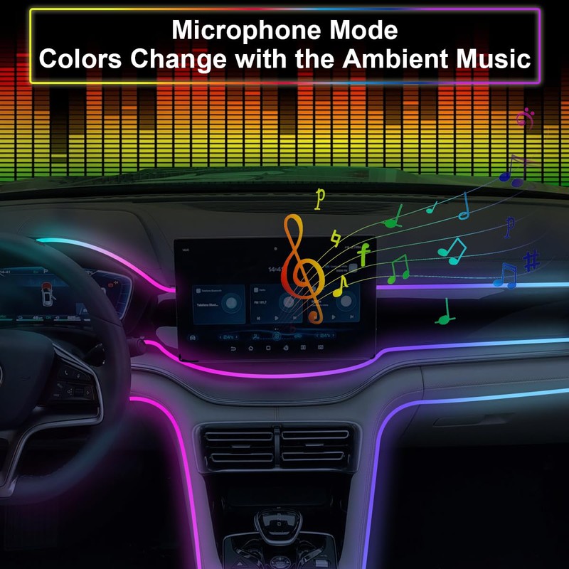 Dreamcolor Acrylic Interior Car LED Strip Light,RGB 6 in 1