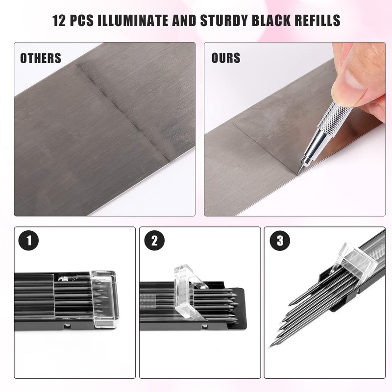 Mechanical Carpenter Pencil Set, 1pc Pencil and 12pcs 2B Pencils