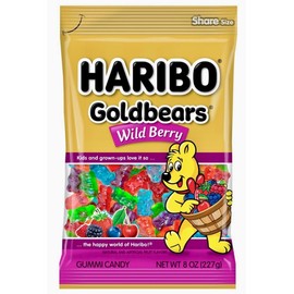 Haribo, Gummi Candy Wild Berry Share Size, 5 Ounce