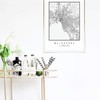 Melbourne Australia Street Map Black and White Print, Unframed