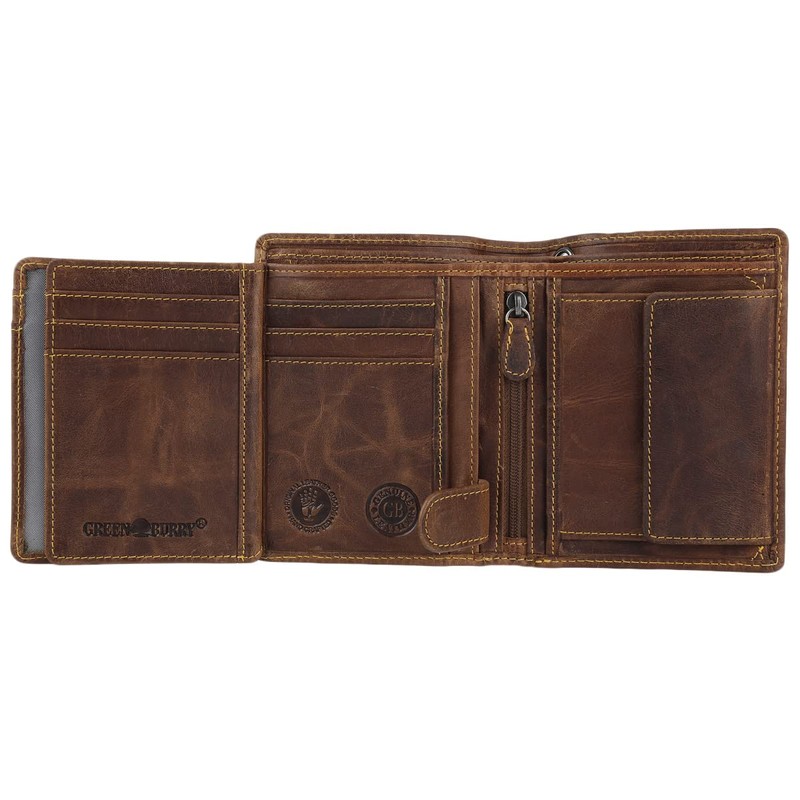 Greenburry Vintage Cafe-Racer RFID Leather Wallet 9.5 cm, brown, coin