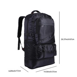 Toguma 65L Hiking Backpack Large Tactical Backpack for Woman Man Lightweight Travel Backpack Laptop Backpack for Climbing Camping Sport Outdoor (Black)