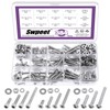 Swpeet 684Pcs SAE #4#8#10 304 Stainless Steel Phillips Pan Round