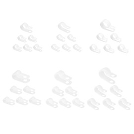 HARFINGTON 180 Pcs Nylon Plastic R-Type Cable Clamps, 1/4" 5/16" 3/8" 1/2" 5/8" 3/4" Clips Fasteners Assortment Kit for Cable Conduit, 6 Sizes White