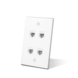ZoeRax Ethernet Wall Plate Outlet, 4 Port Matte Keystone Wall Plate with RJ45 Keystone Coupler, White